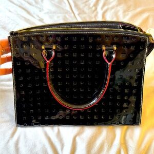 Arcadia black patent Italian leather bag